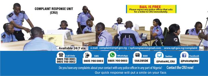 Report to Police Complaint Response Unit (CRU)